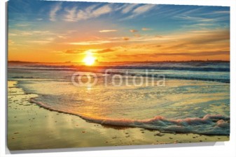 Lienzo Atardecer playa en calma calida